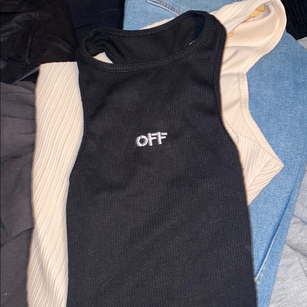 Mock off white top